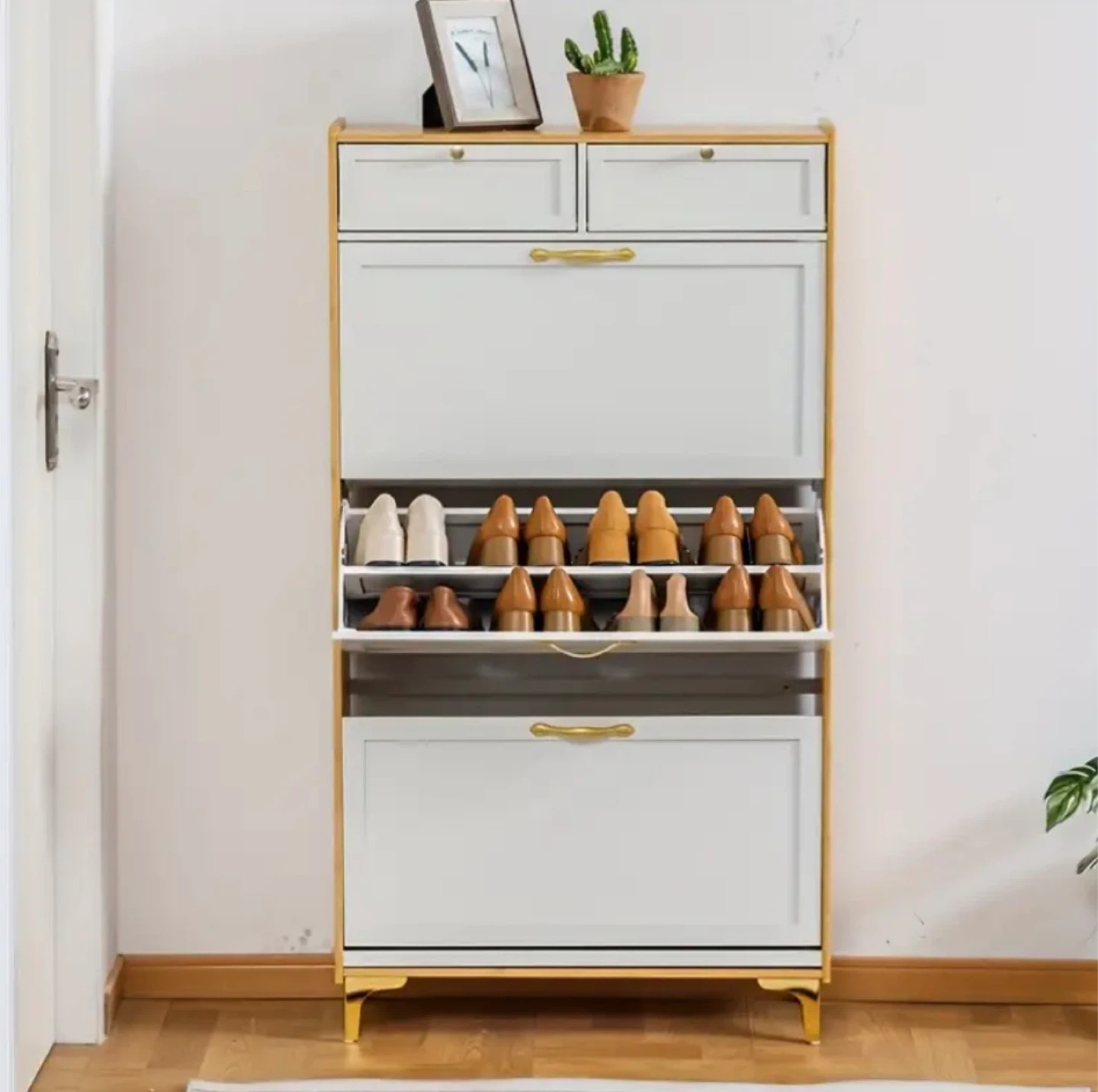 Shoe Cabinet - Bamboo and White - New in Box! - photo 2