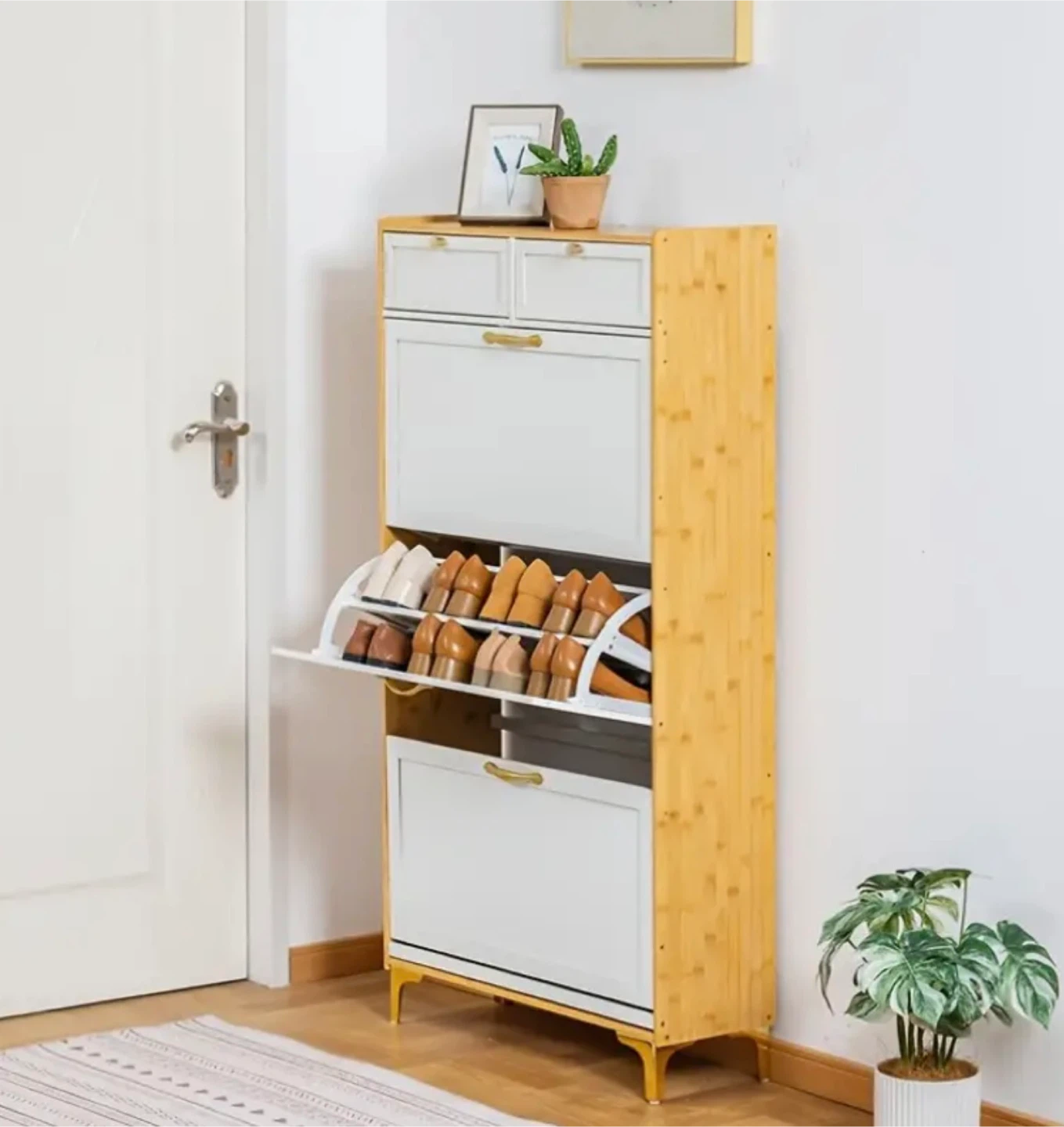 Shoe Cabinet - Bamboo and White - New in Box! - photo 4