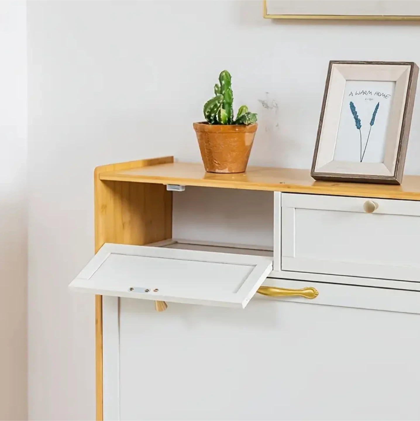 Shoe Cabinet - Bamboo and White - New in Box! - photo 3