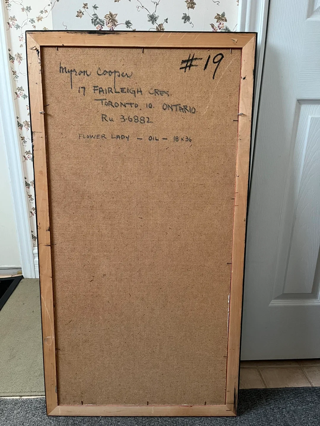 Myron Cooper "Flower Lady" Oil Painting 18x36 image indicator(2)