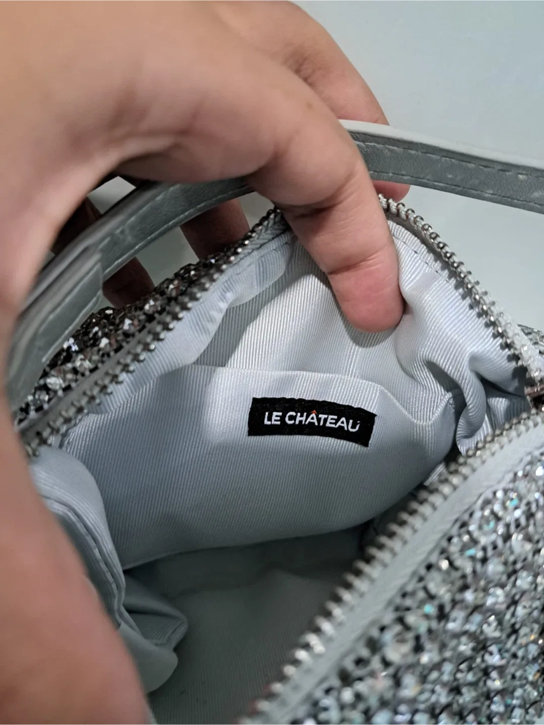 Le Chateau Silver Rhinestone Mini Bag image indicator(2)