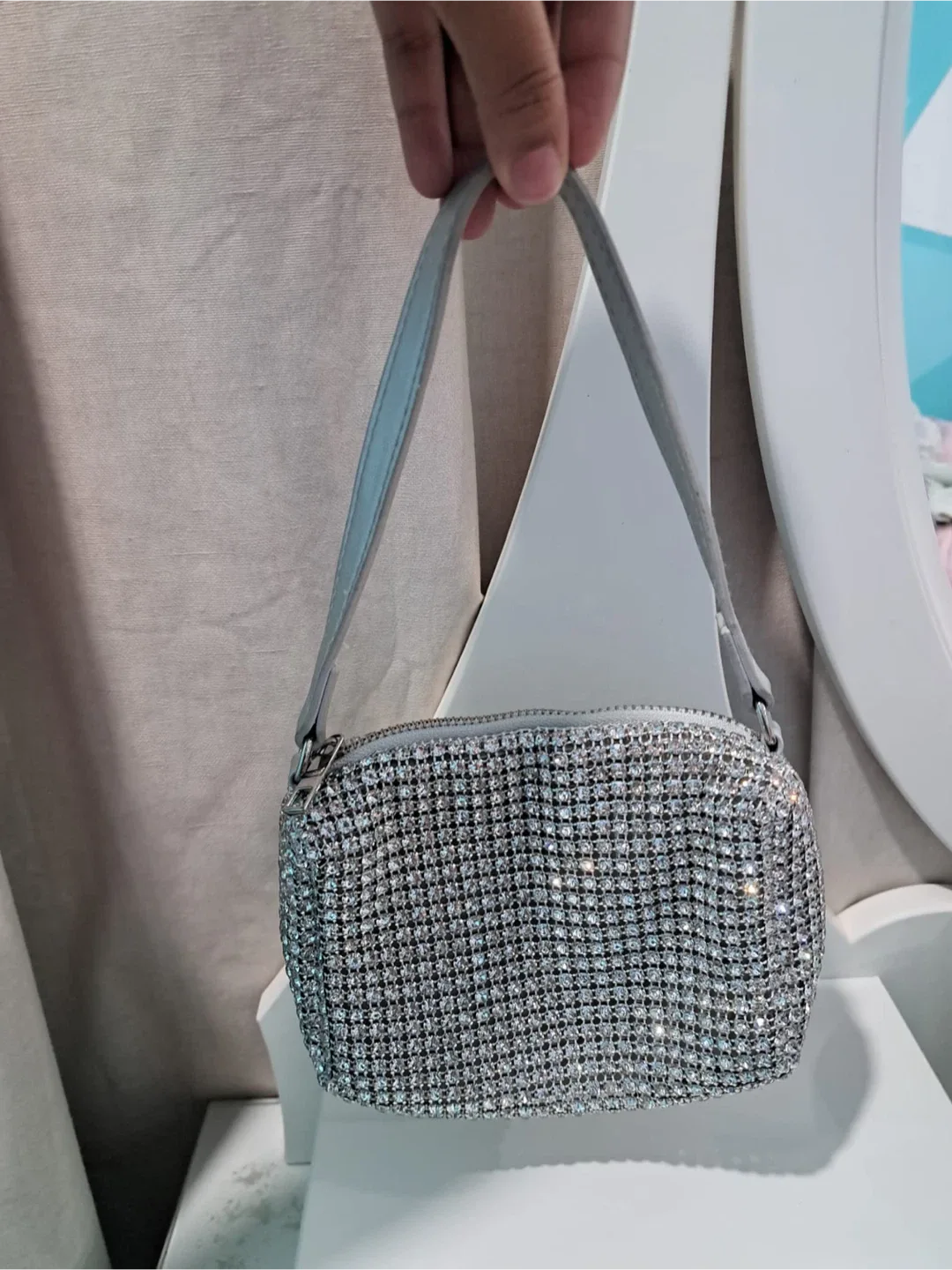 Le Chateau Silver Rhinestone Mini Bag
