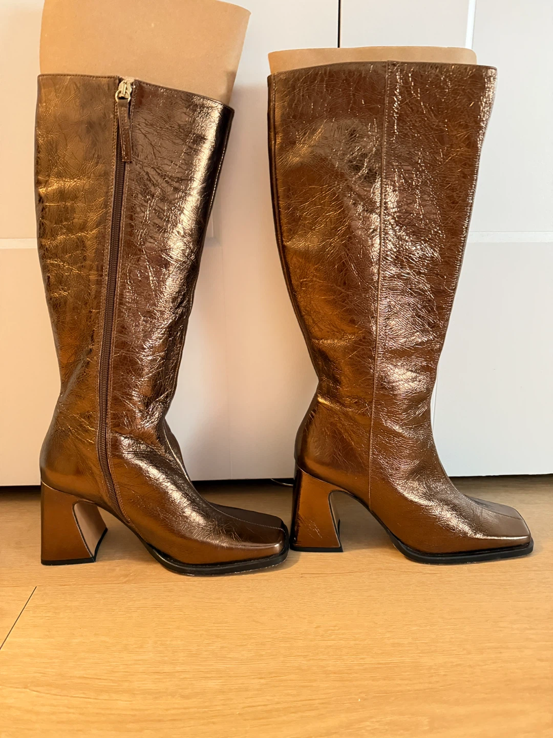 Ana Palma Bronze Leather Knee High Boots - Size 38 - photo 2