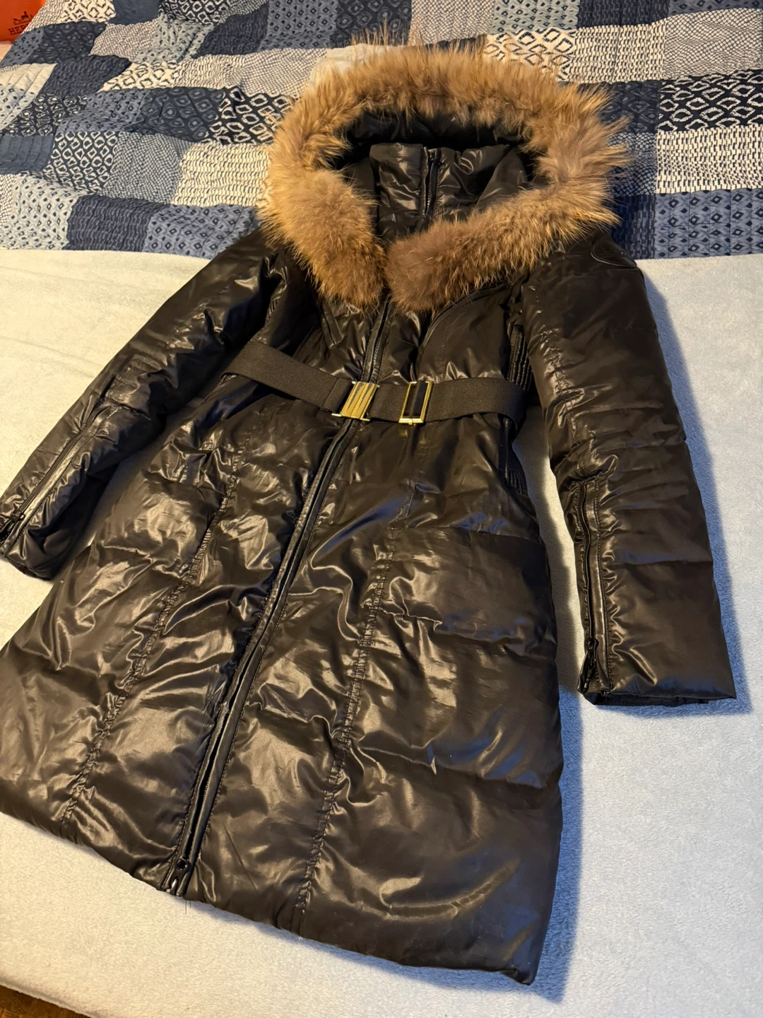 LMC Black Down Winter Coat with Fur Hood