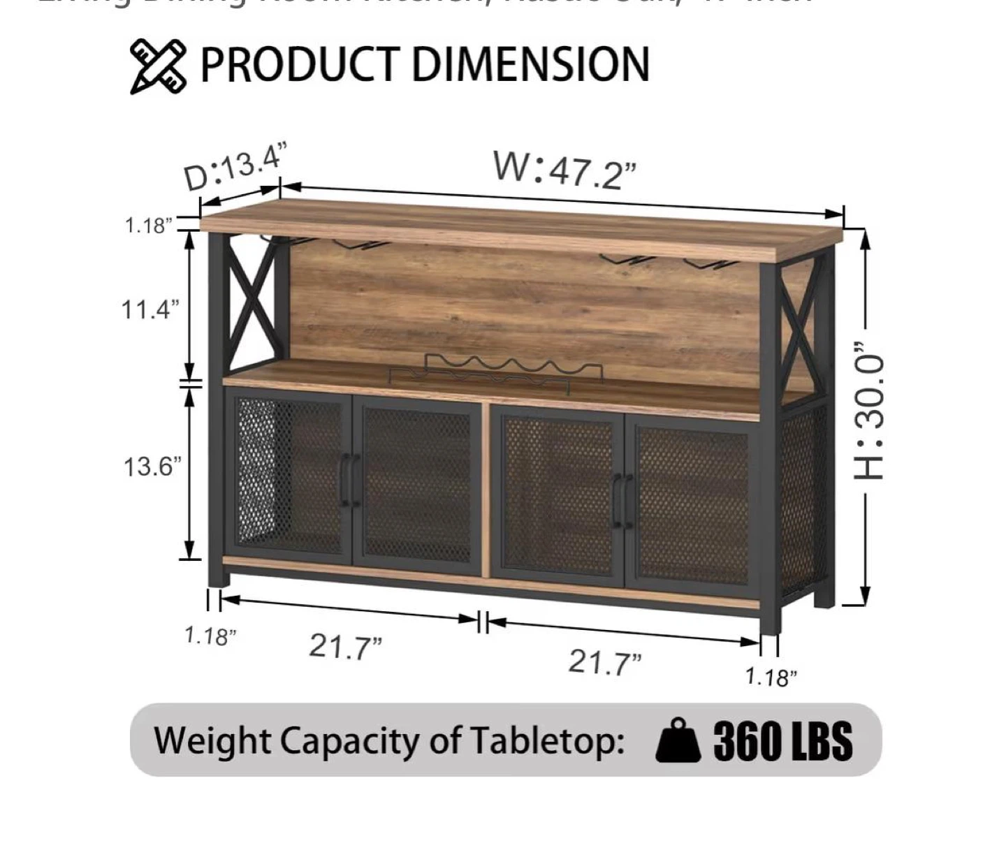 Rustic Wood & Metal Bar Cabinet - photo 3