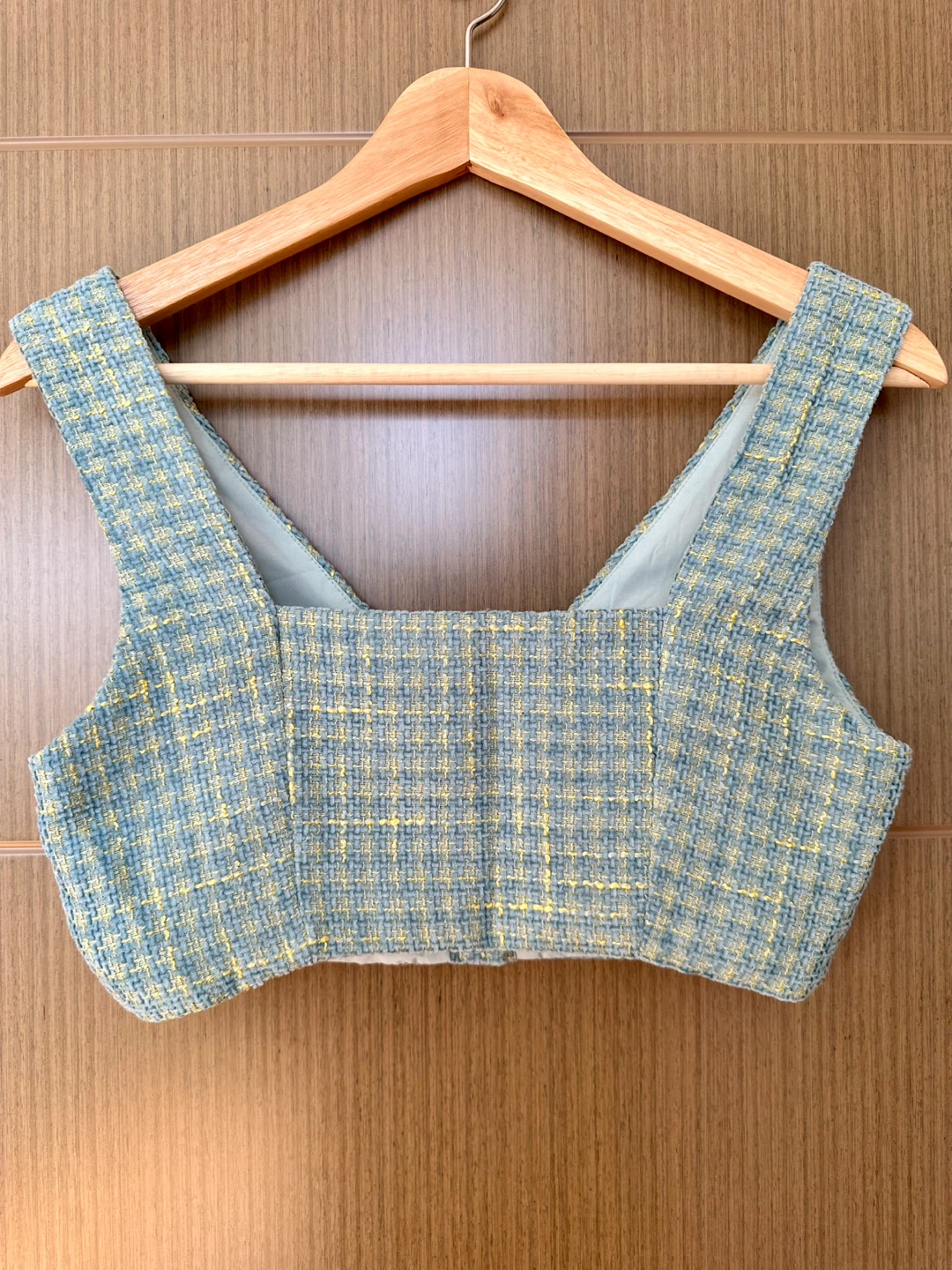 Blue Tweed Crop Top - Size S - photo 2