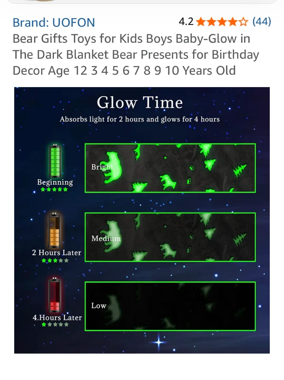 UOFON Glow in the Dark Bear Blanket image indicator(5)