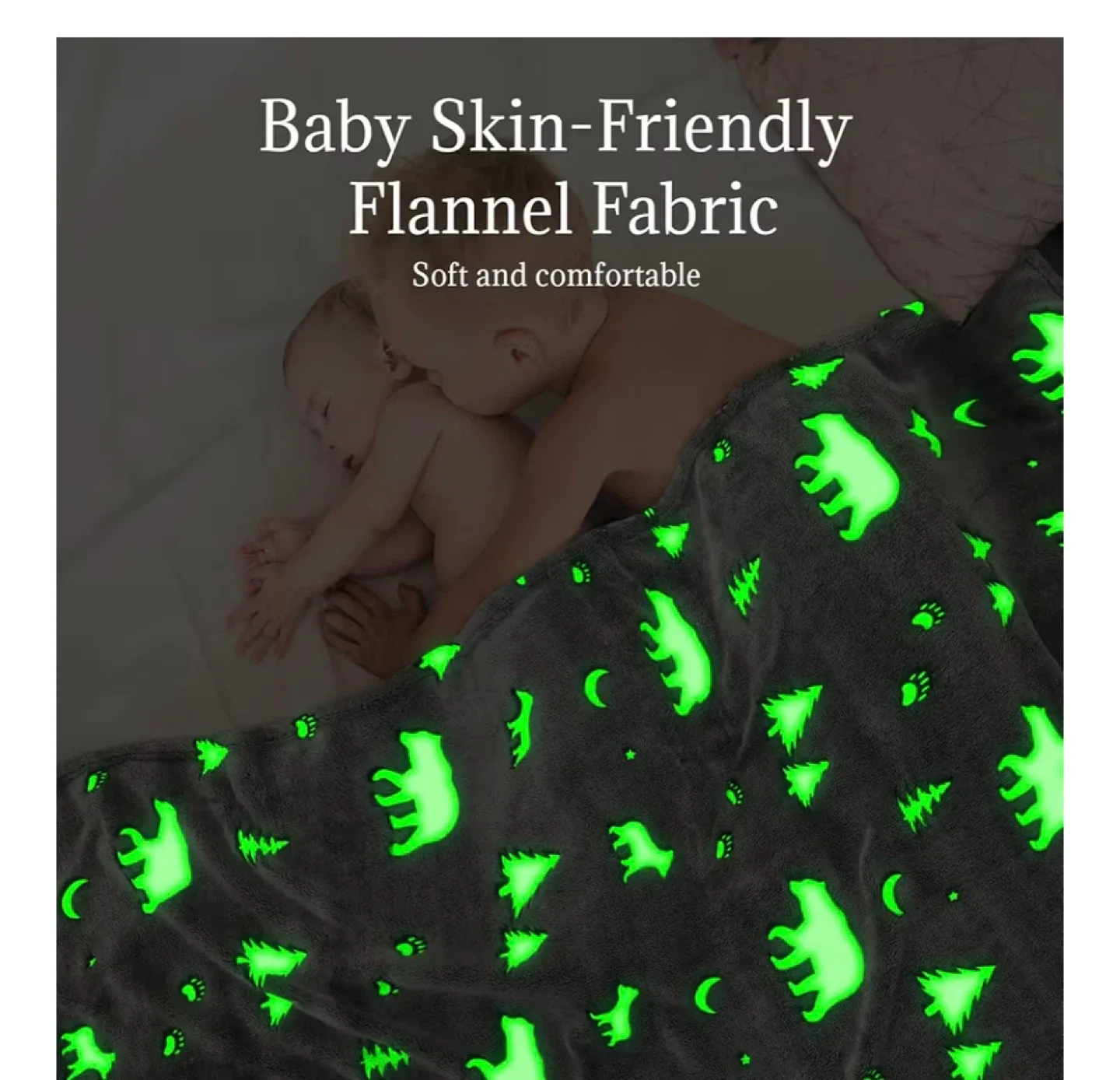 UOFON Glow in the Dark Bear Blanket image indicator(4)