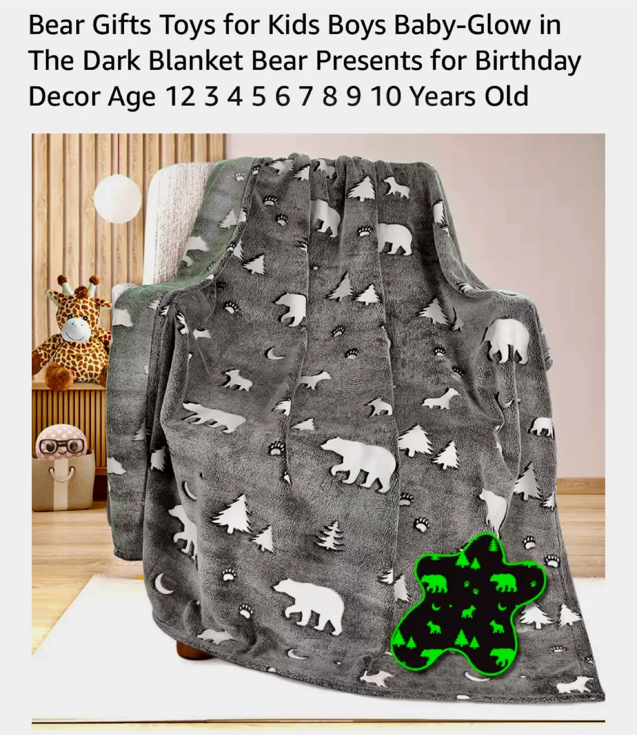 UOFON Glow in the Dark Bear Blanket image indicator(2)