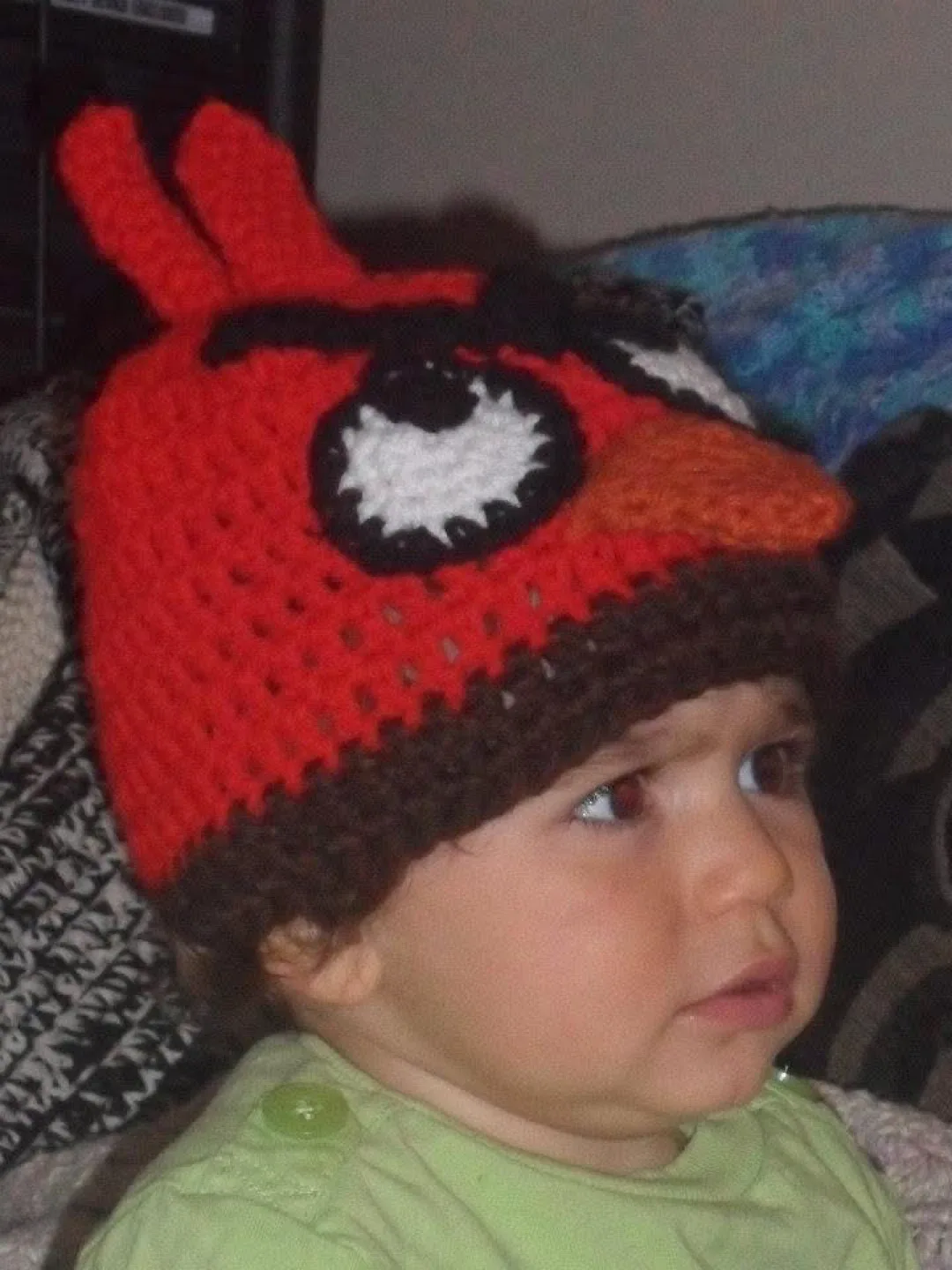 Handmade Angry Birds Red Crochet Hat image indicator(2)