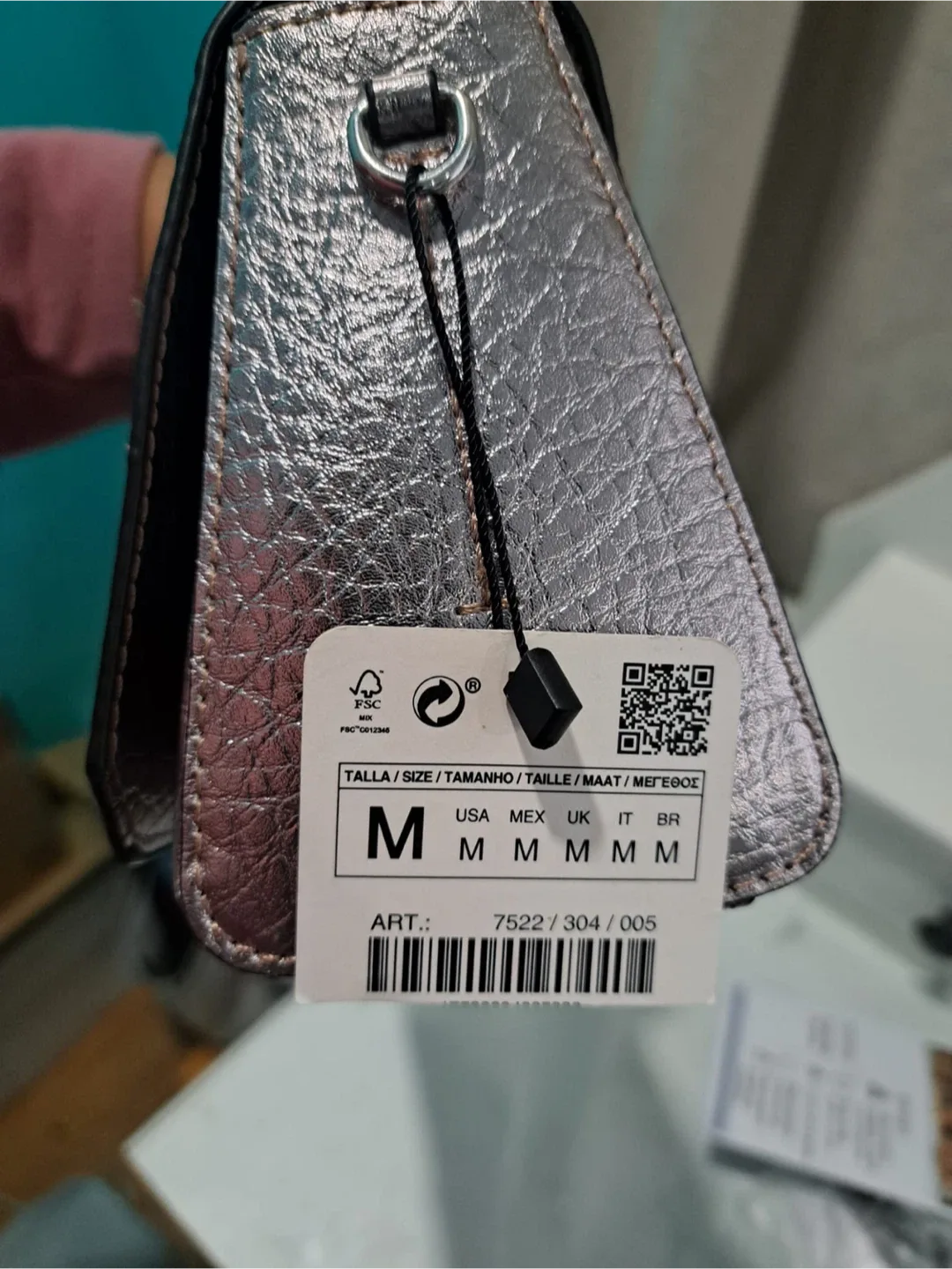 Zara Metallic Silver Shoulder Bag - Size M image indicator(2)