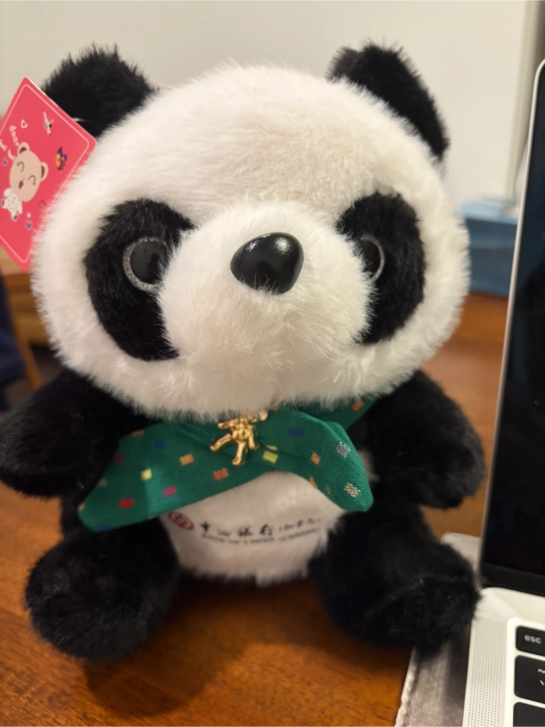 Panda Plush Toy with Green Scarf - photo 2