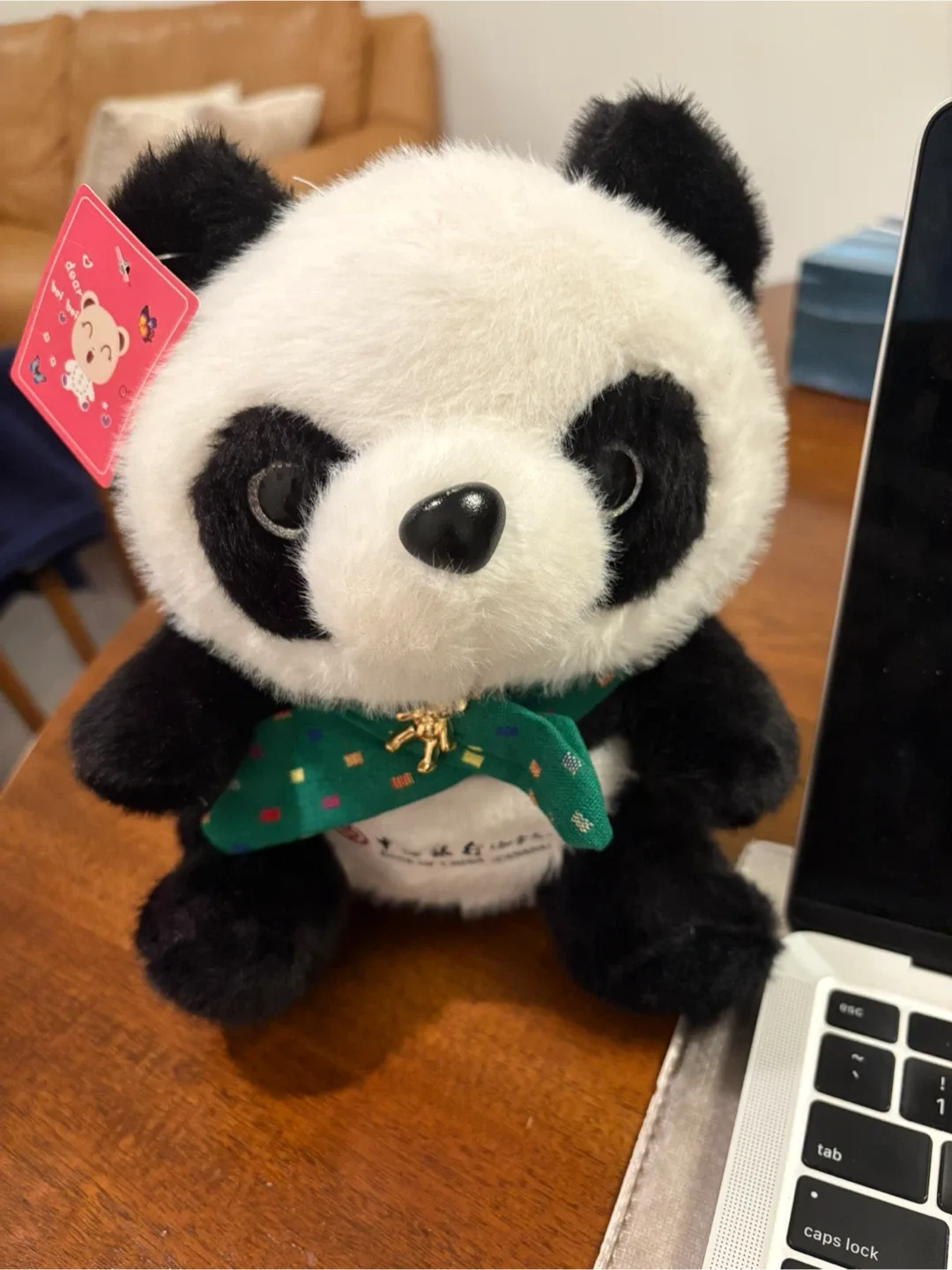 Panda Plush Toy with Green Scarf