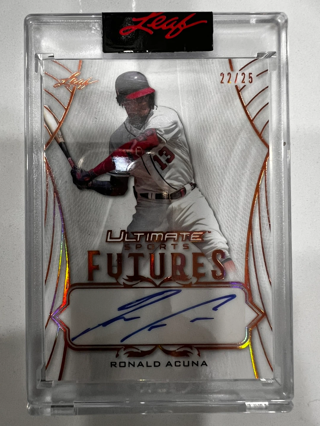 Ronald Acuna Autographed Leaf Trading Card