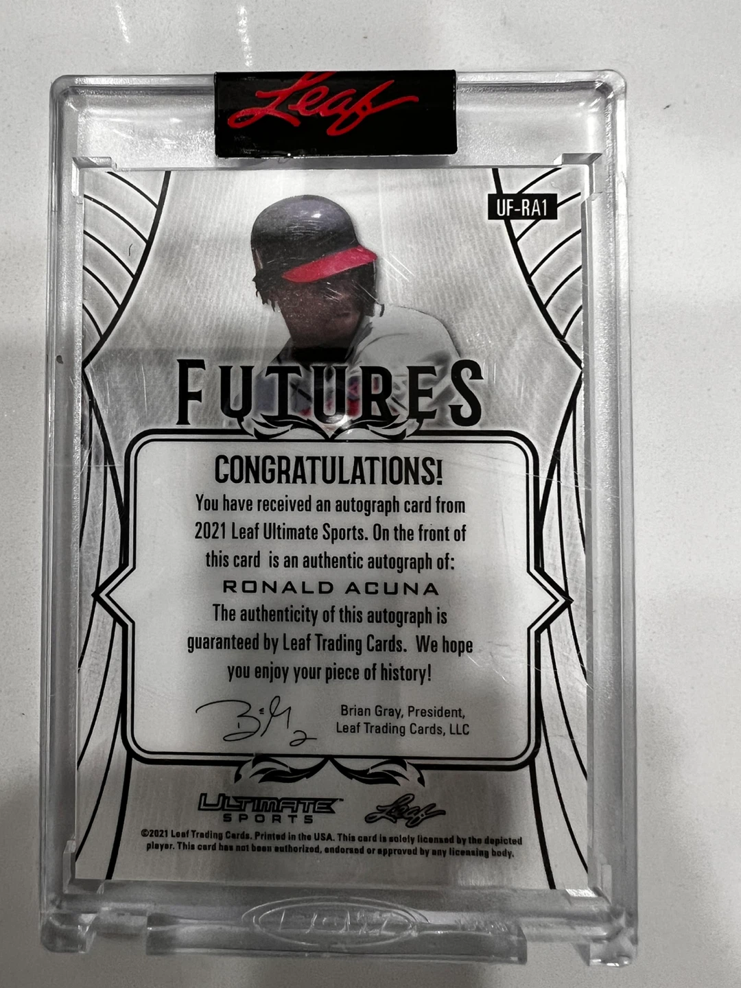 Ronald Acuna Autographed Leaf Trading Card - photo 2