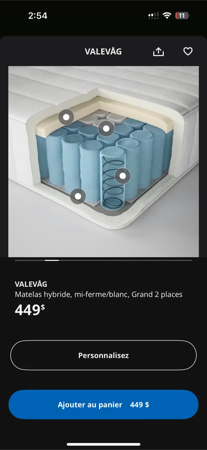 IKEA VALEVÅG Hybrid Mattress - Double/Grand 2 Places