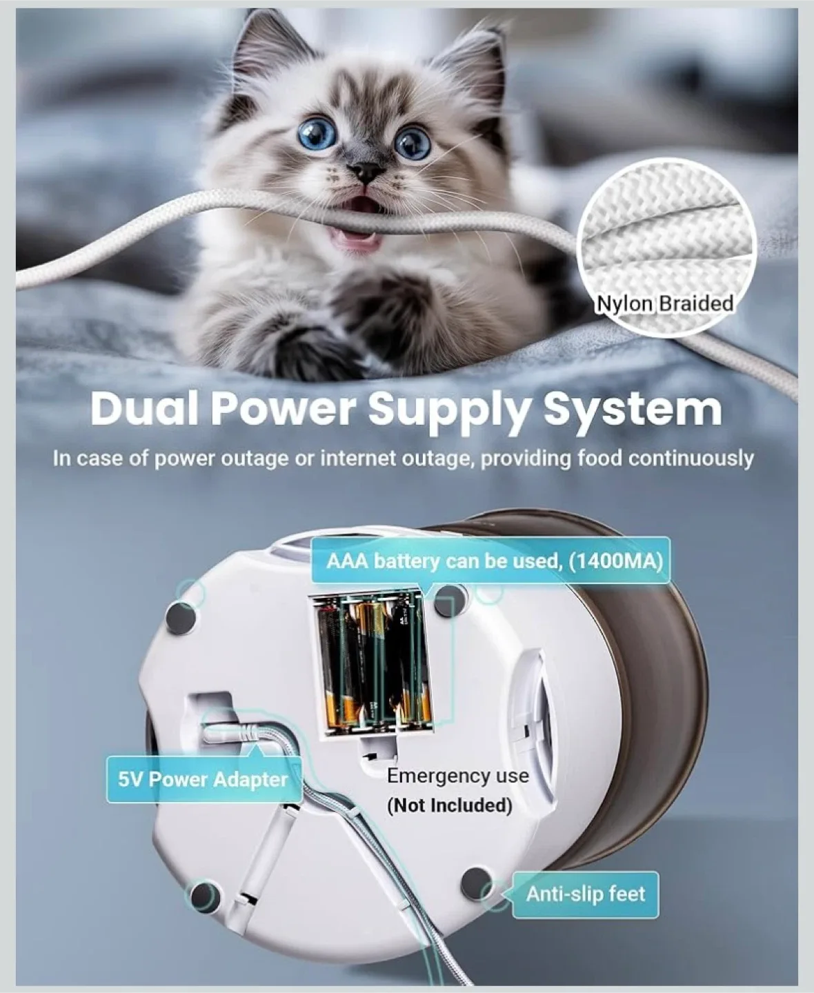 New Vacqueen Automatic Cat Food Dispenser 1-3 Cats image indicator(3)