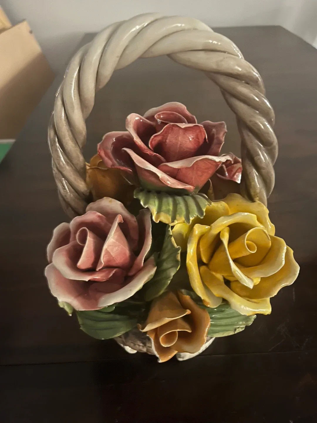 Capodimonte porcelain flower basket