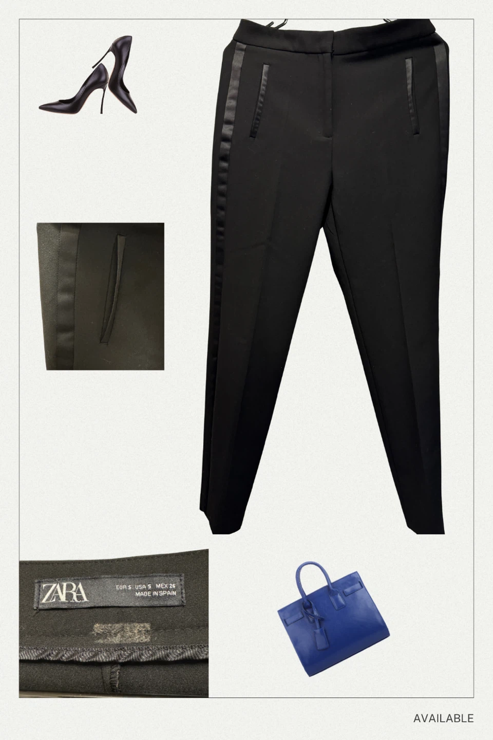 Zara Black Side Stripe Pants - Size S - photo 5