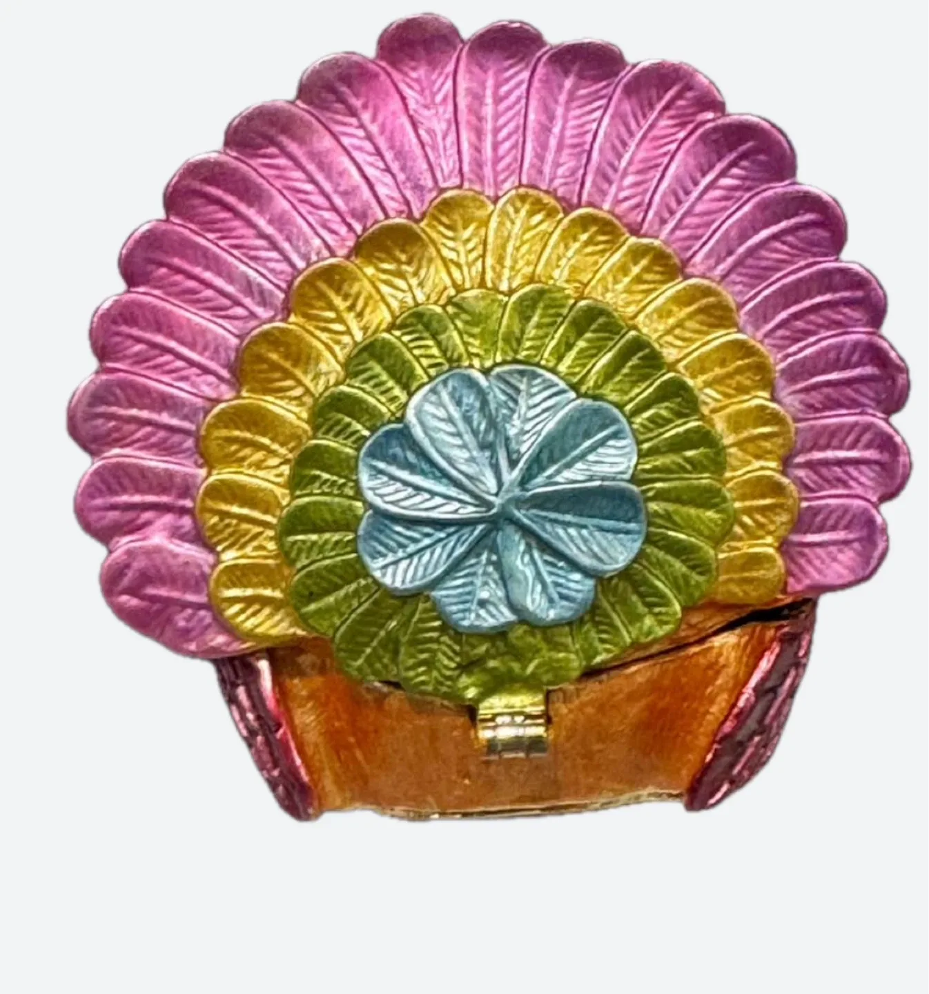 Turkey Trinket Box/ Enamel/Swarowski Crystals/pewter 24Kt coated image indicator(3)