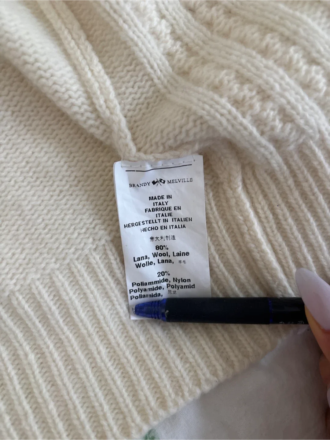 Brandy Melville Cream Wool Knit Zip Up image indicator(3)