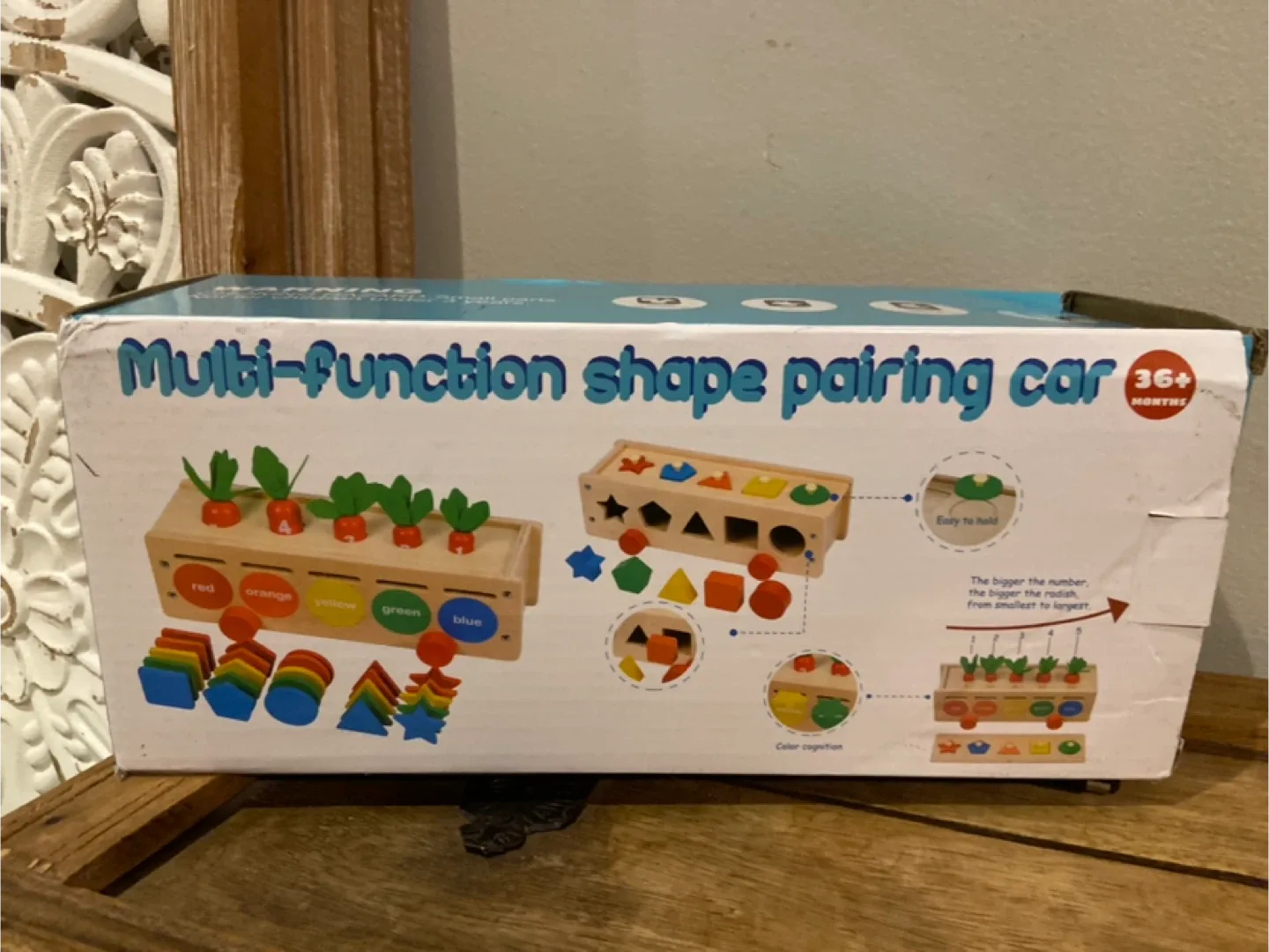 New Montessori 3 in 1 Wooden Shape / Colour Sorting Box image indicator(6)