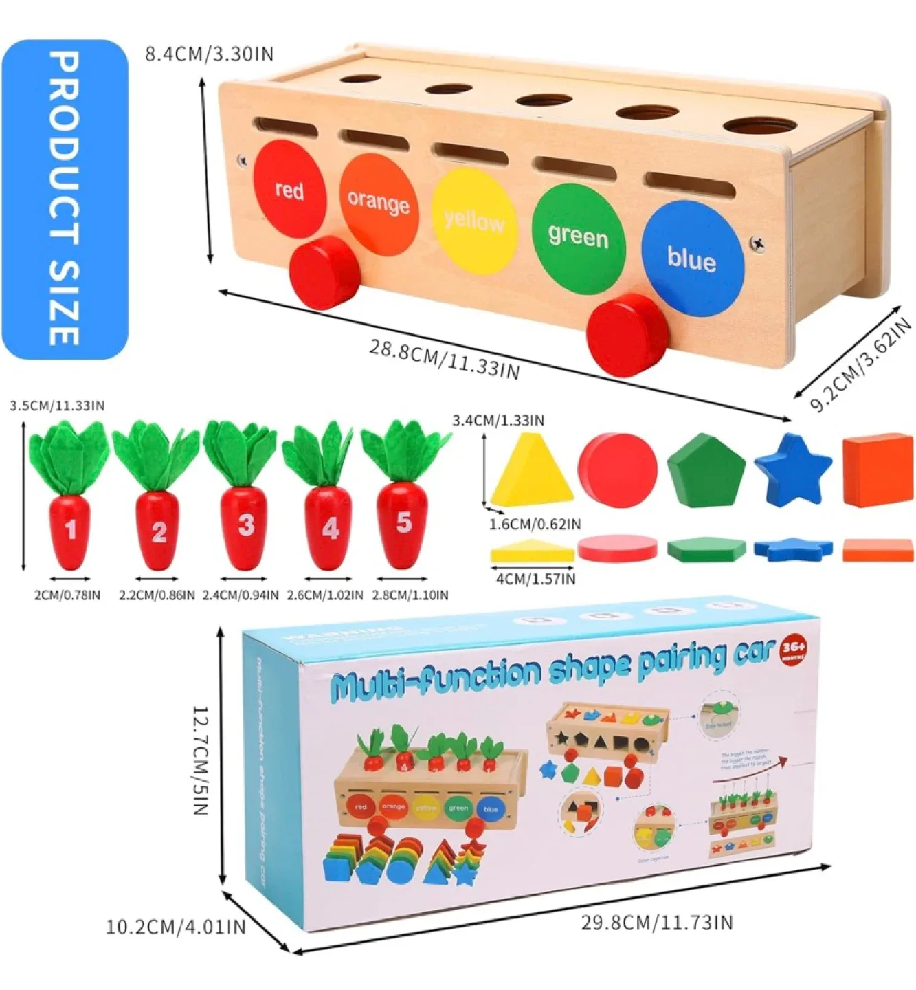 New Montessori 3 in 1 Wooden Shape / Colour Sorting Box image indicator(2)