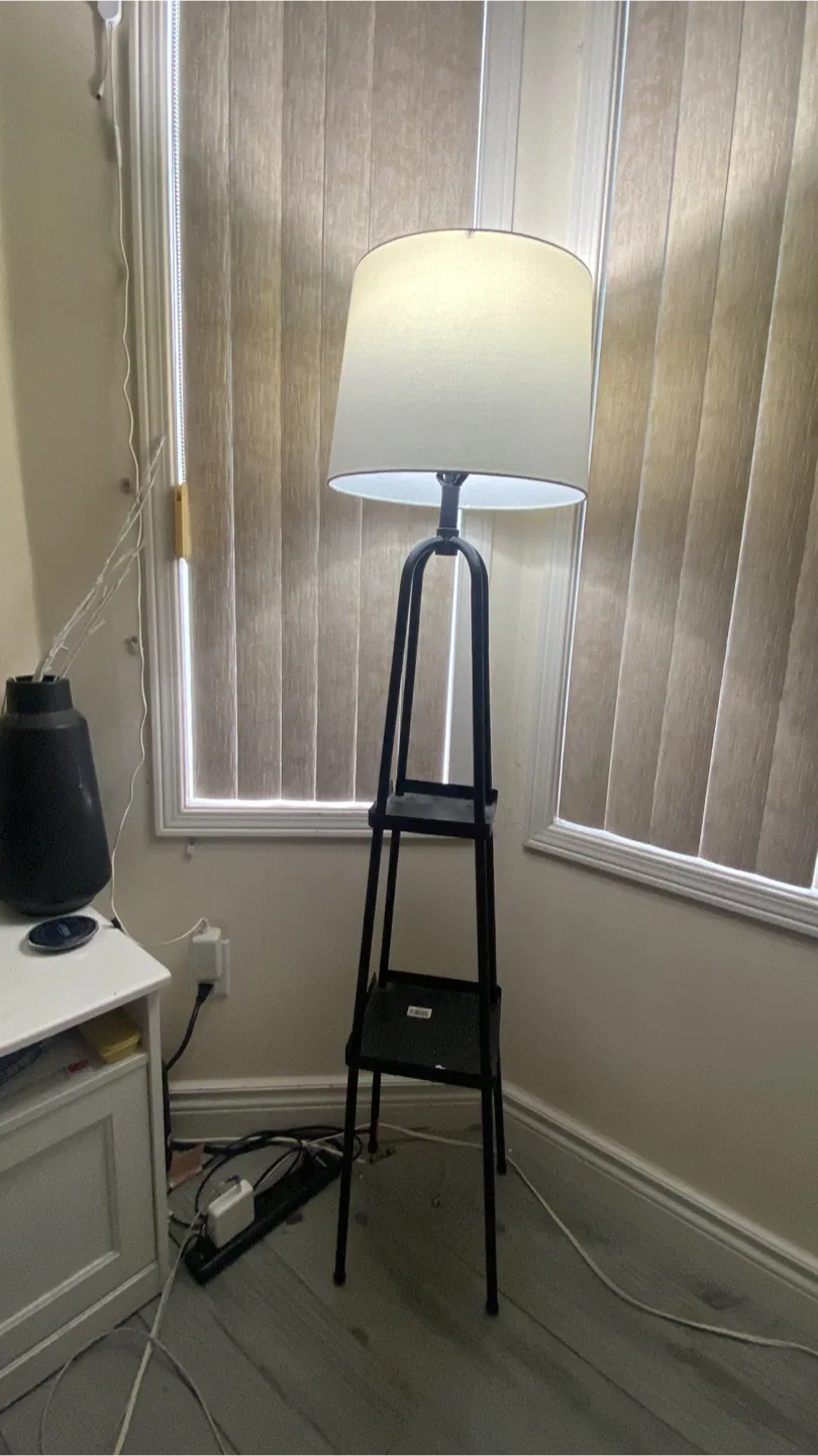 Floor Lamp with Shelves - Black