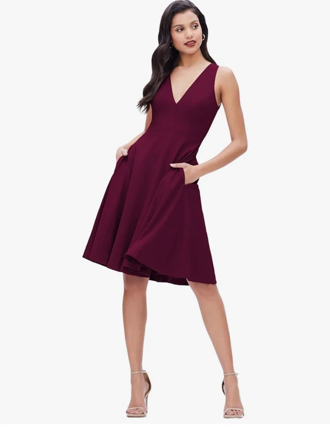 Dress the Population Burgundy Midi Dress - med image indicator(2)