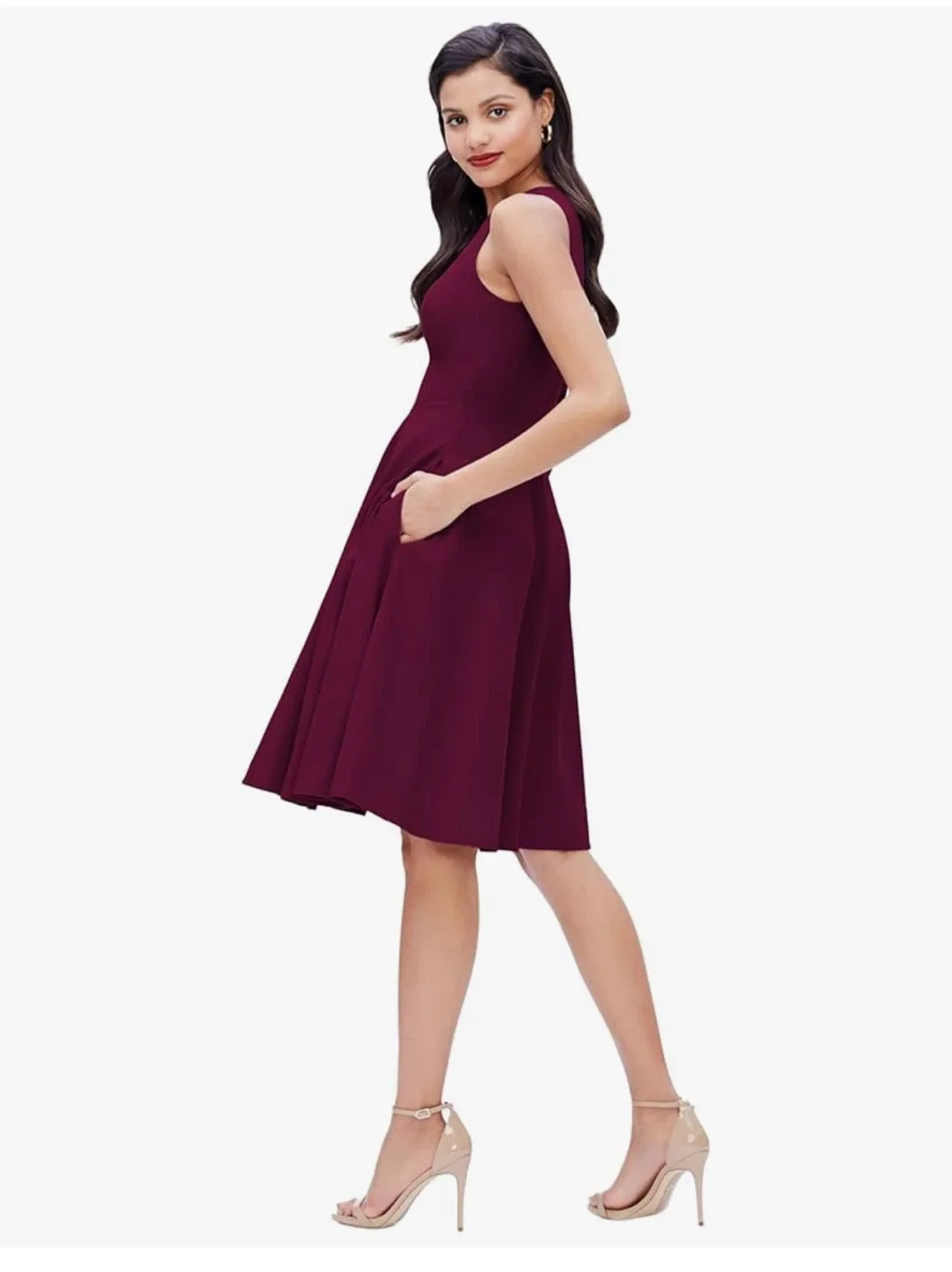 Dress the Population Burgundy Midi Dress - med image indicator(3)