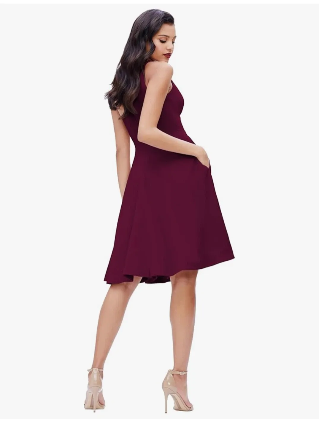 Dress the Population Burgundy Midi Dress - med image indicator(4)