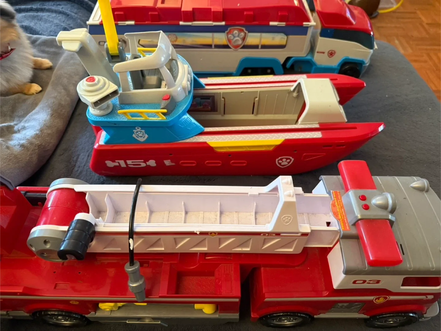 Paw Patrol Toys Lot - Firetruck, Boat, Truck, Lookout image indicator(5)