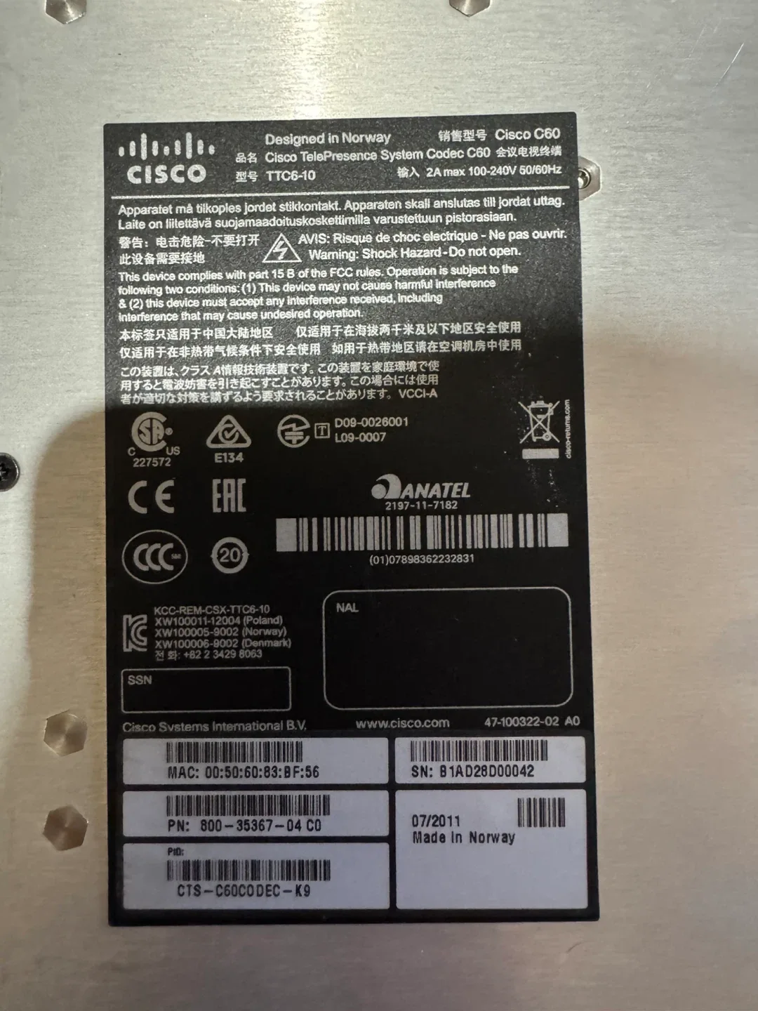 Cisco TelePresence System Codec C60 image indicator(2)