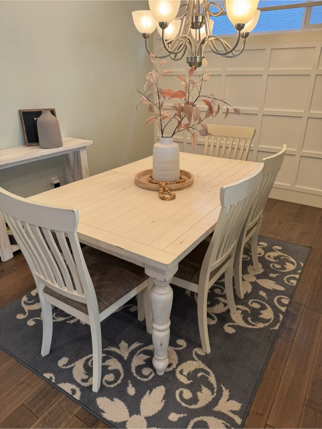 Extendable Farm style Dining Table Set with 4 Chairs & Bench image indicator(2)