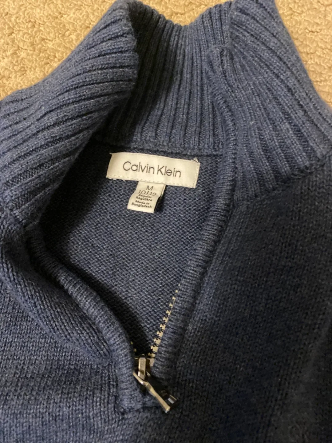 Kids Calvin Klein Blue 1/4 Zip Sweater - Size M image indicator(4)