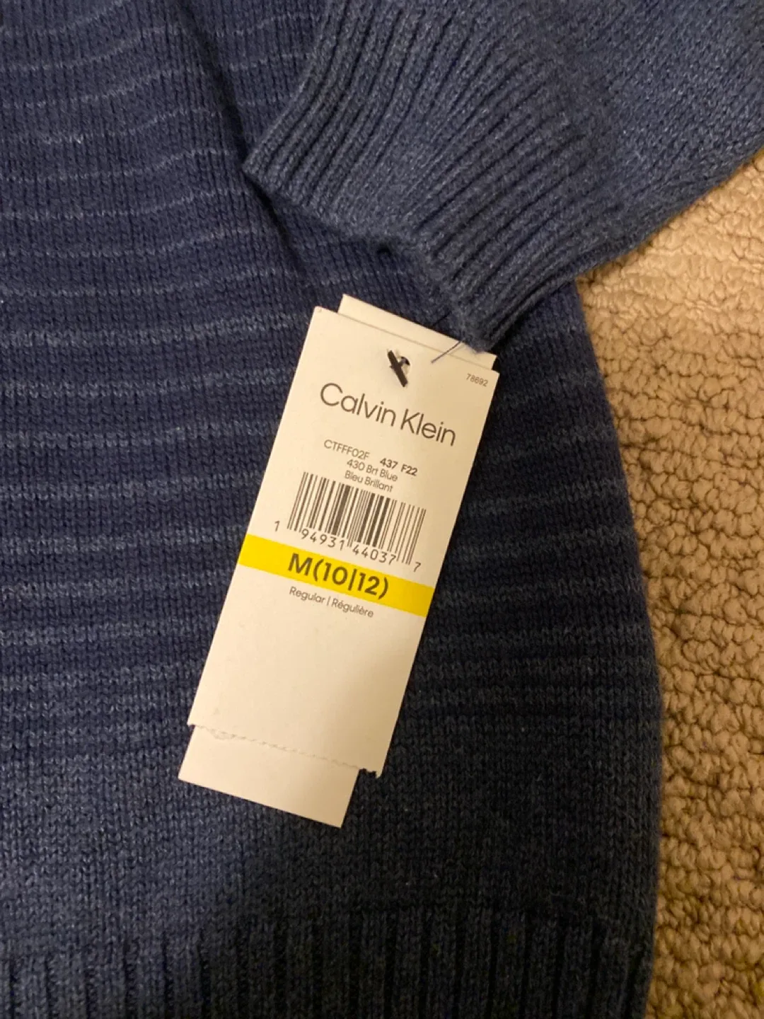 Kids Calvin Klein Blue 1/4 Zip Sweater - Size M image indicator(3)