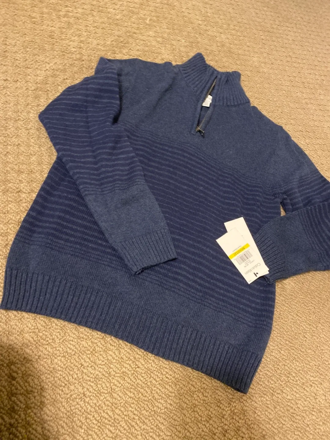 Kids Calvin Klein Blue 1/4 Zip Sweater - Size M image indicator(2)