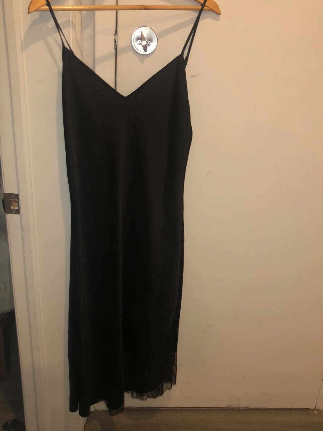 Wilfred Black Slip Dress with Lace Detail - Size M