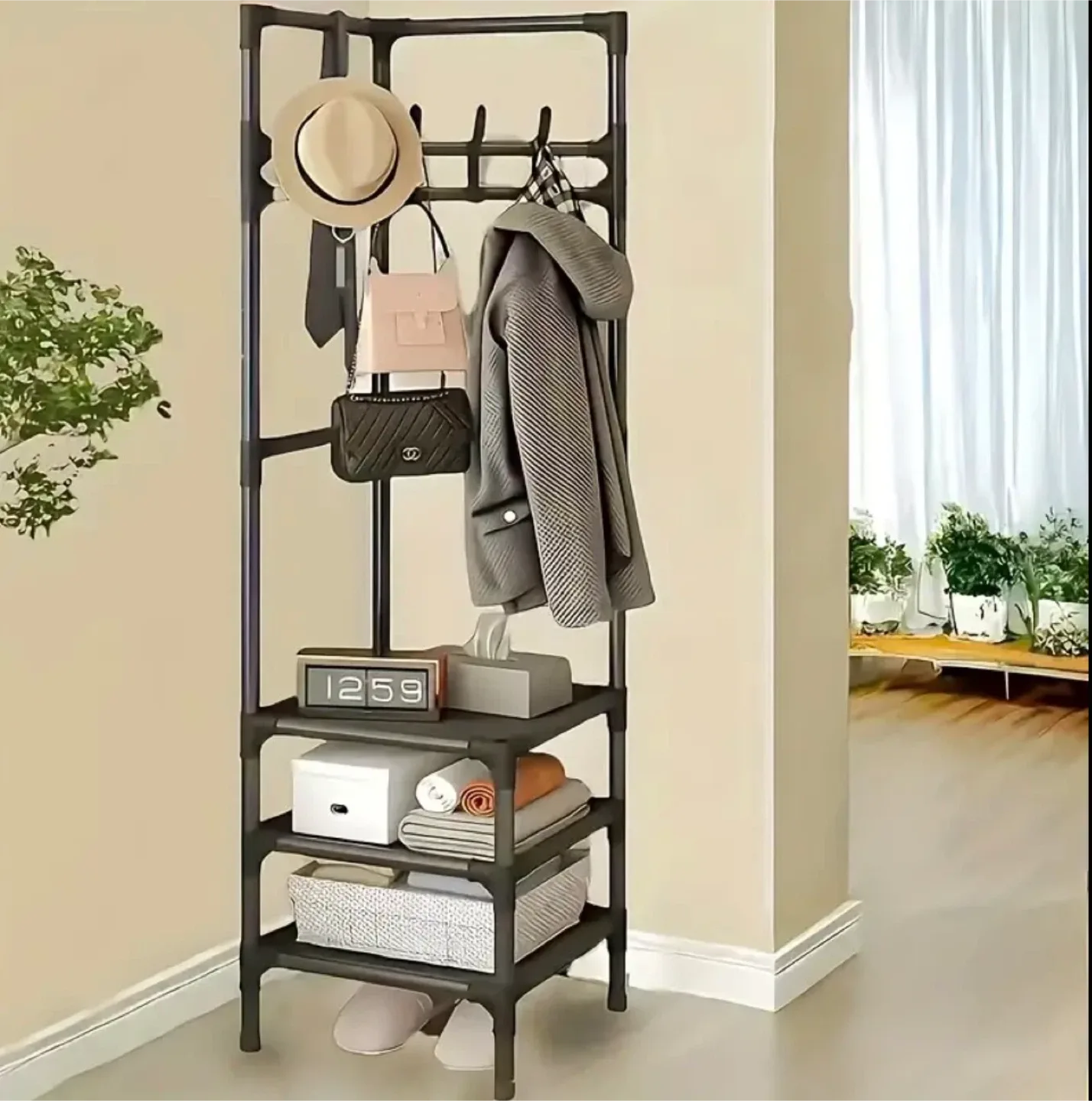 Corner Coat Rack Stand with Shelves (BRAND NEW IN BOX)