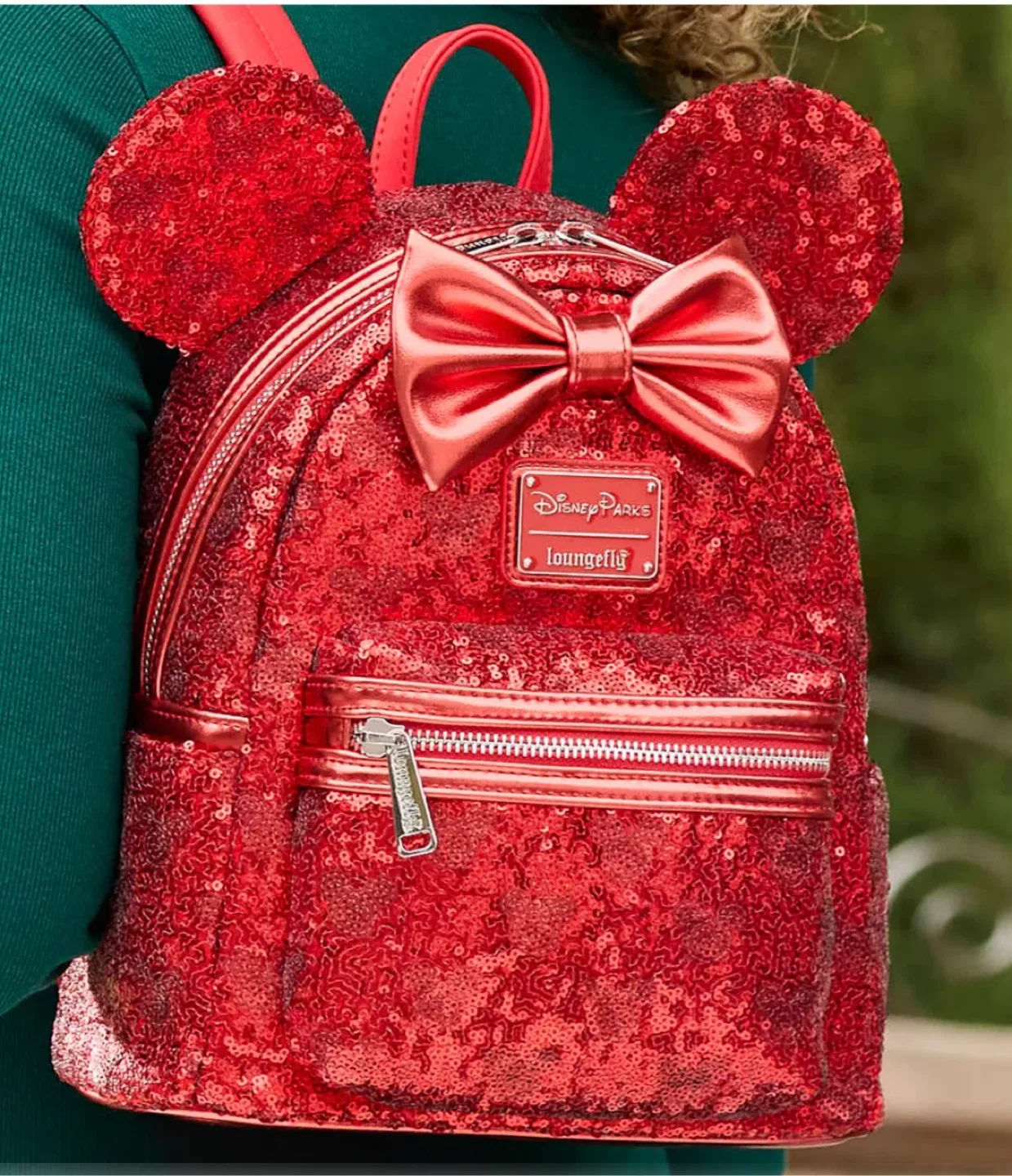 Disney Parks Loungefly Red Sequin Minnie Backpack