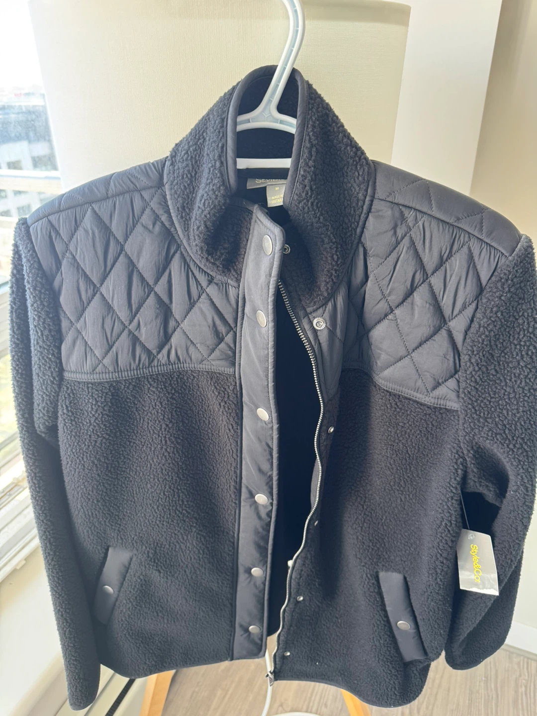 Sale on Style&Co. Black Quilted Sherpa Jacket