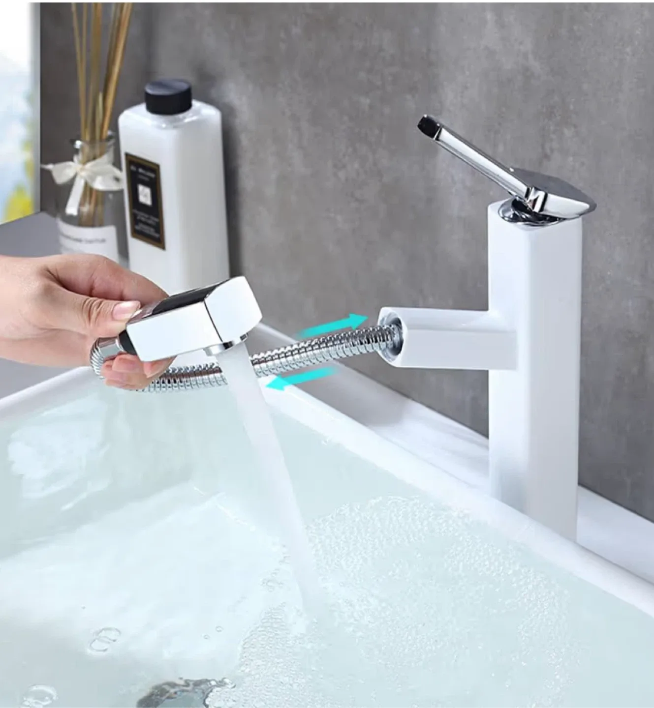 Faucet single hole. Brass(Tall, Chrome & White) image indicator(4)