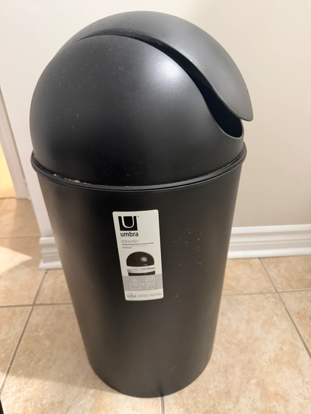 Umbra Grand Can Waste Bin - Black - photo 2