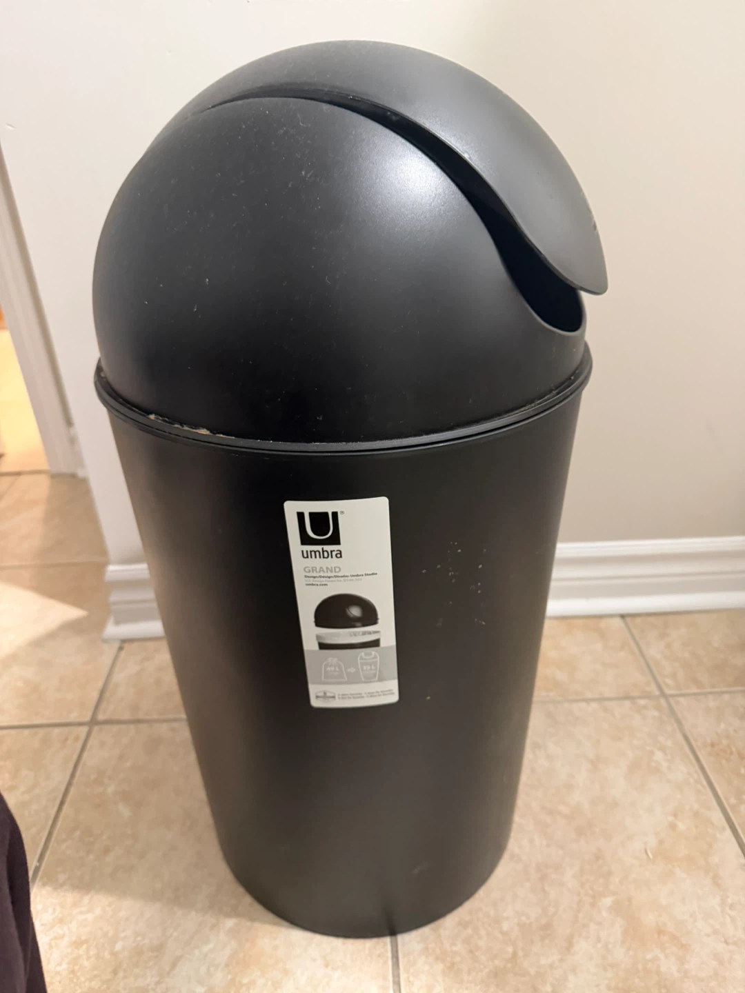 Umbra Grand Can Waste Bin - Black - photo 3