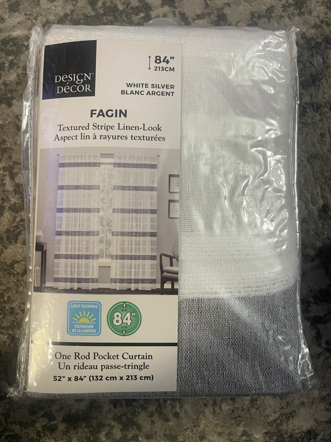 Design Decor Fagin White/Silver Curtains, 52" x 84" image indicator(5)