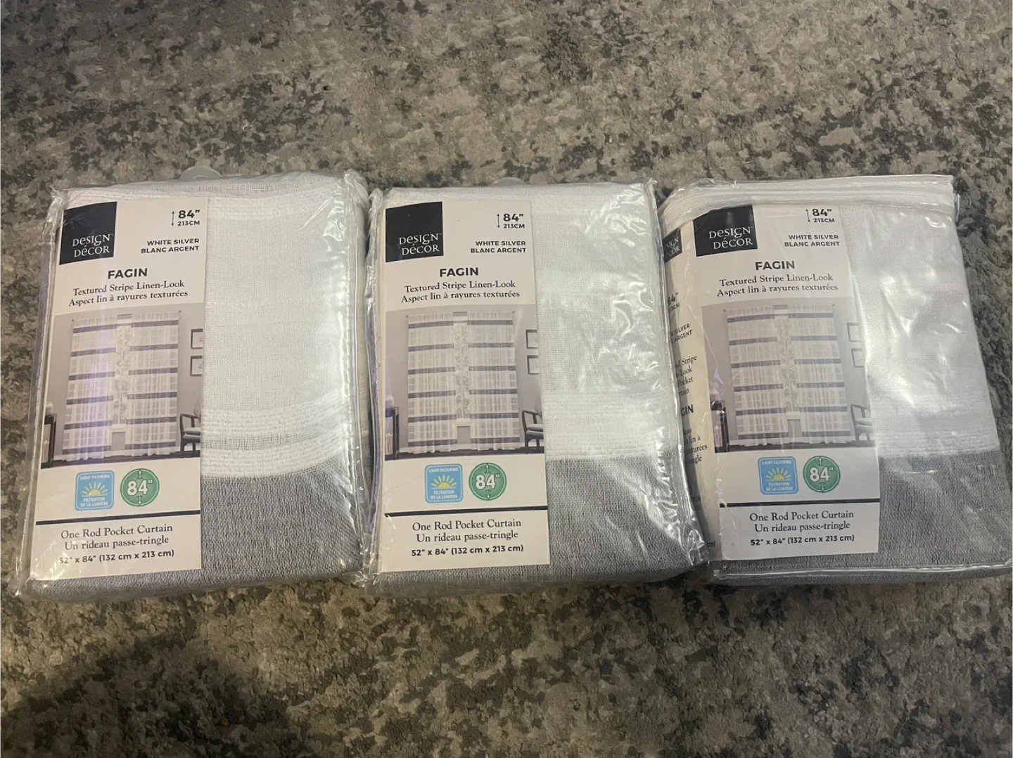 Design Decor Fagin White/Silver Curtains, 52" x 84" image indicator(2)