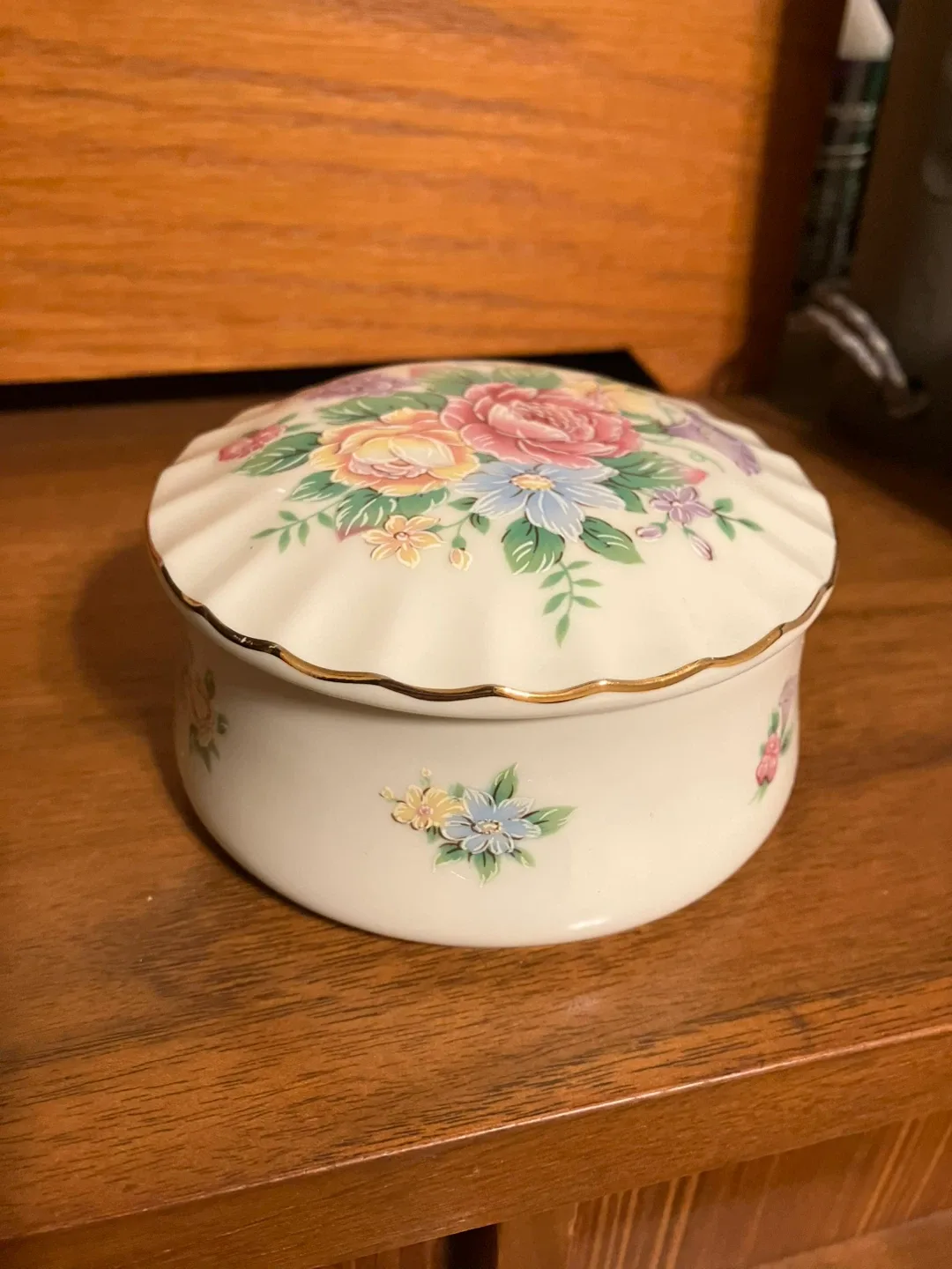 Vintage Floral Porcelain Music Box
