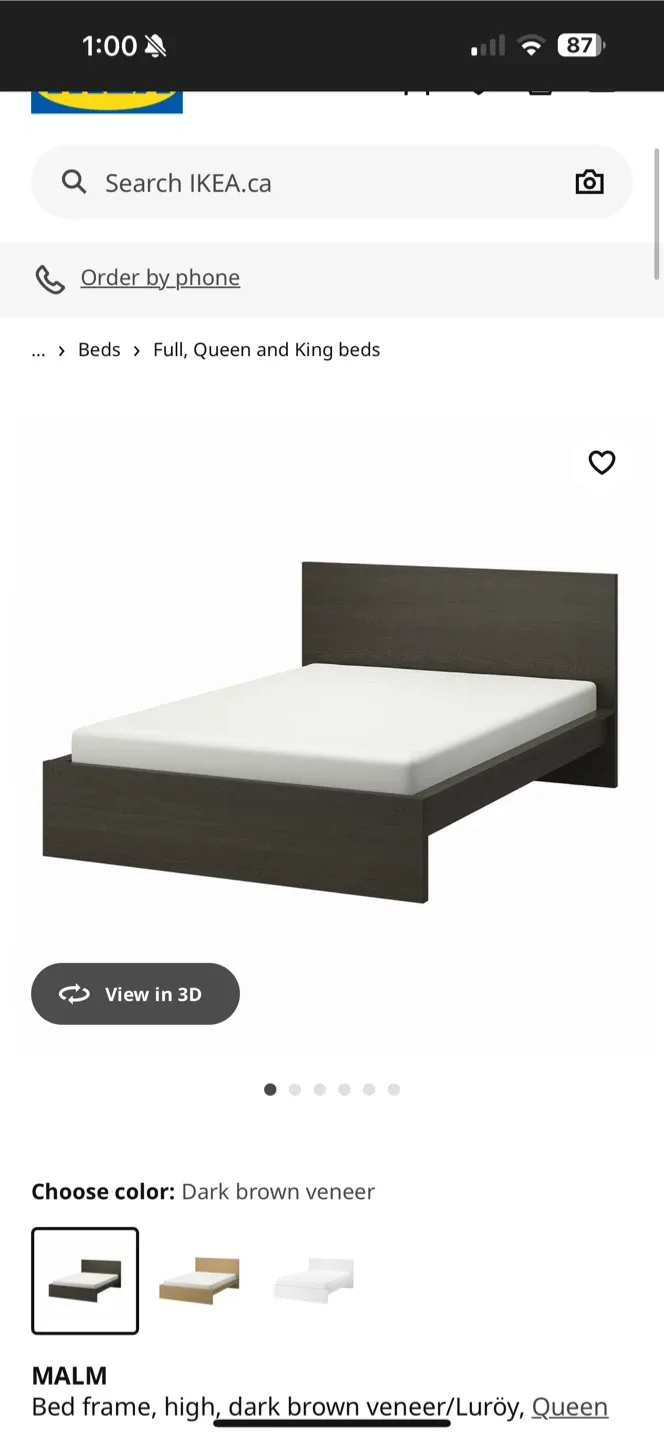 IKEA MALM Queen Bed Frame - Dark Brown