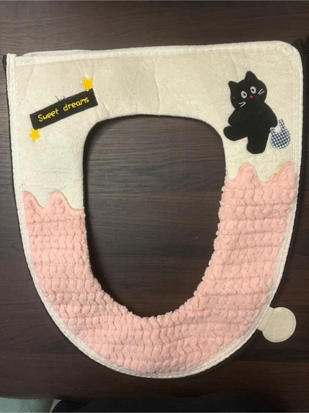 Couvert siège de toilette rose et beige pâle