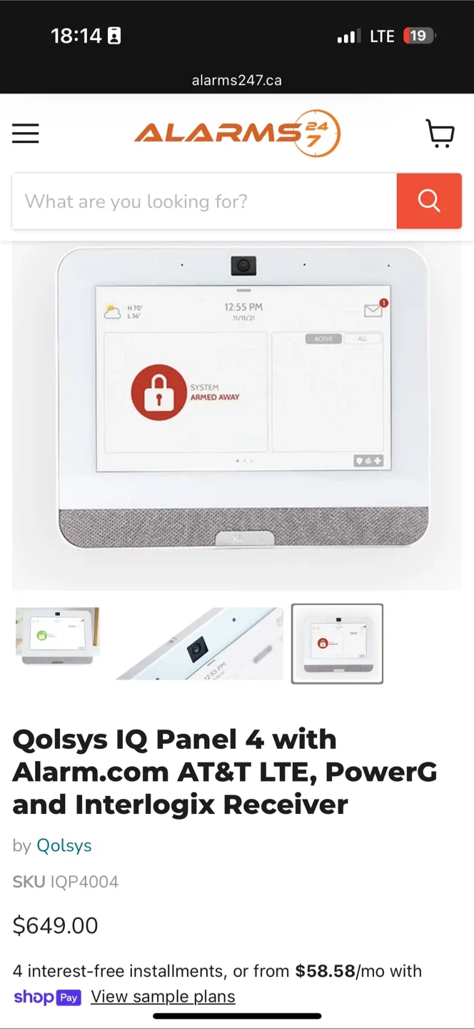 *New* $735 Qolsys IQ Panel 4 LTE Alarm System Power G